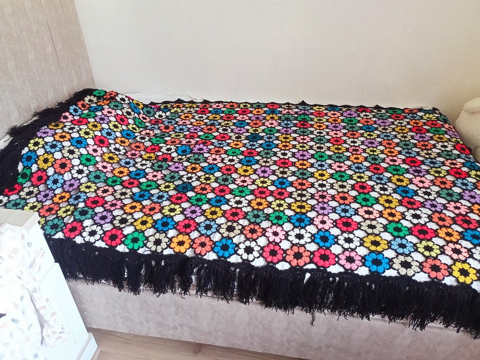 el emeği motifli yatak örtüsü, çeyizlik - Görsel 5