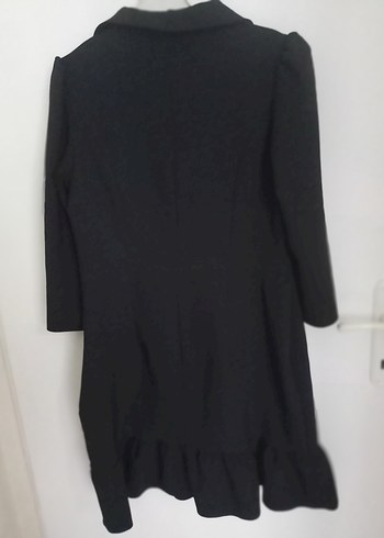 Düğmeli Siyah Uzun Kadın elbise - Görsel 2