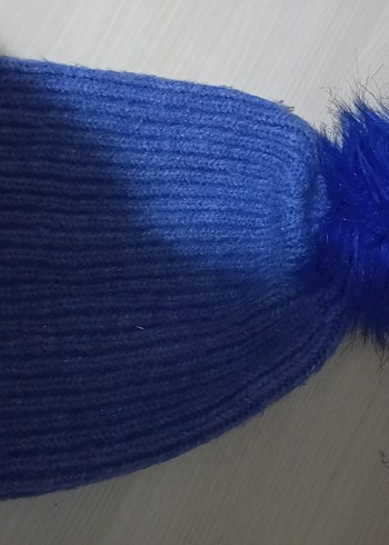 Kadın Mavi Örgü Yün Bere - Görsel 2