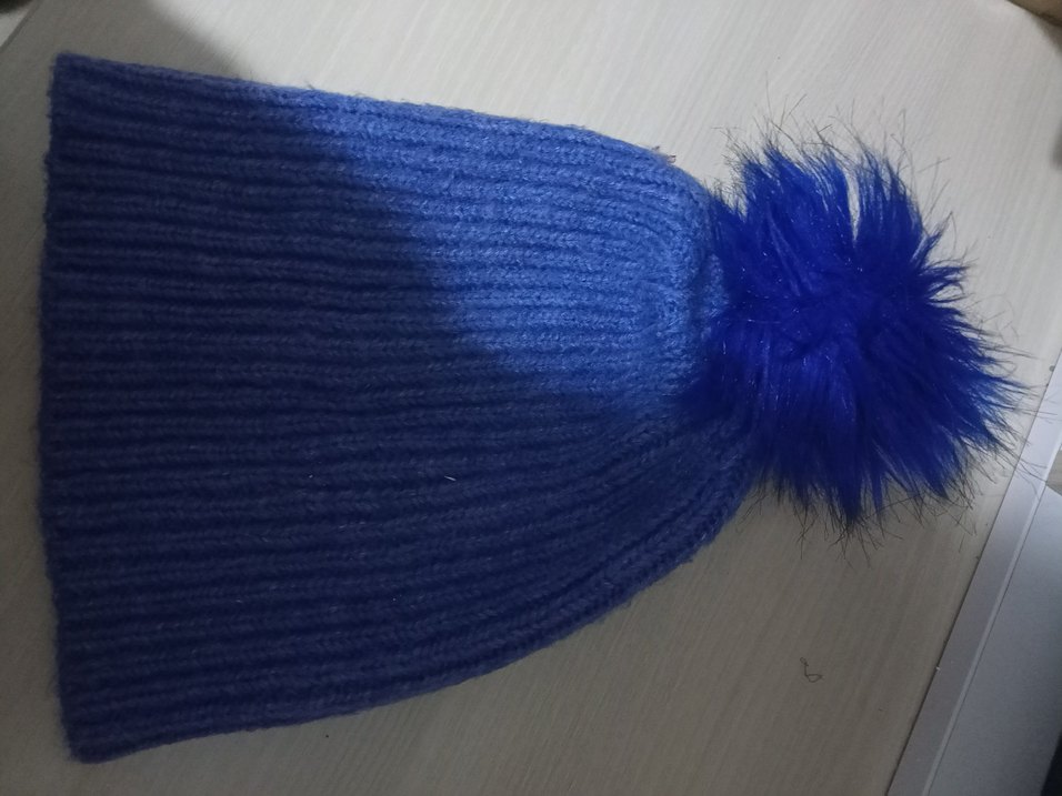 Kadın Mavi Örgü Yün Bere - Görsel 2