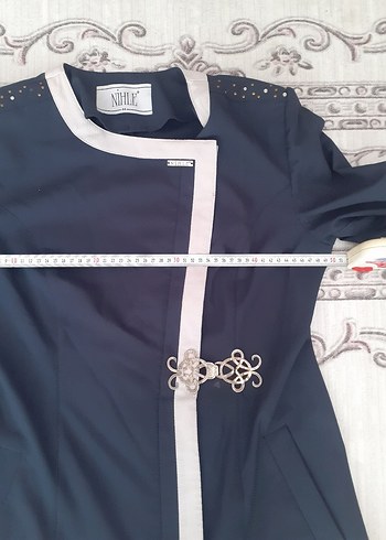 Uzun Düğmeli Kadın Gri Mor Overcoat - Görsel 5