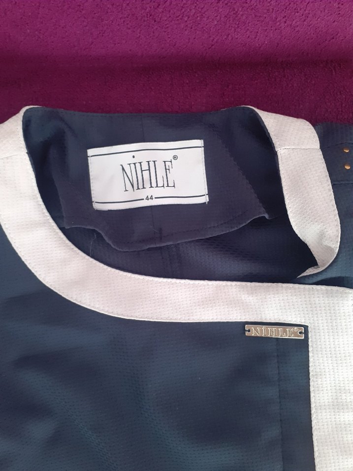 Uzun Düğmeli Kadın Gri Mor Overcoat - Görsel 2