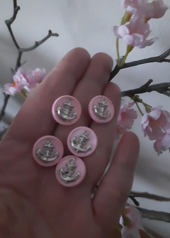 Pembe çapa 5 adet düğme - Görsel 4