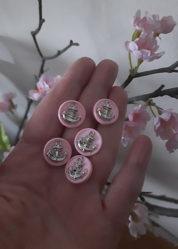 Pembe çapa 5 adet düğme - Görsel 3