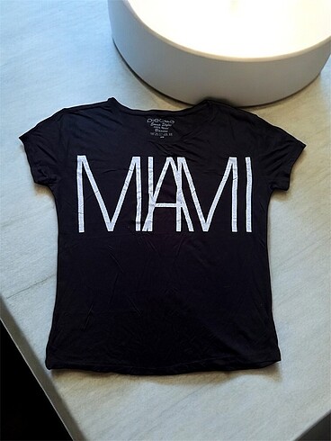 Miami baskılı tişört tiril yazlık bluz sandy kumaş bürümcük