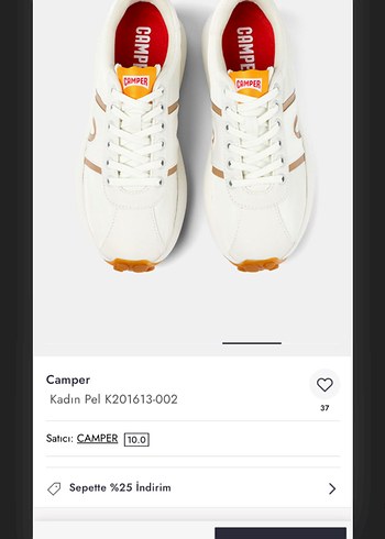 38 Beden Camper Kadın Beyaz Platform Spor Ayakkabı