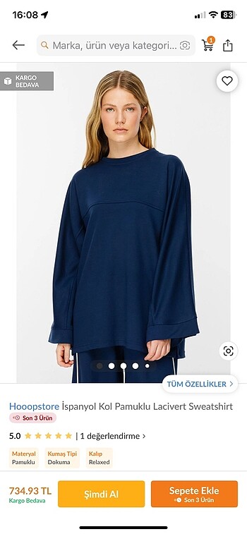 Geniş kol sweatshirt