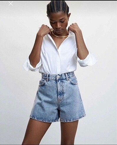 Mango Mango düz kesim denim kot şort