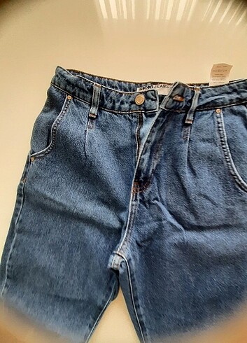 27 Beden mavi Renk Koton Momfit pantolon 