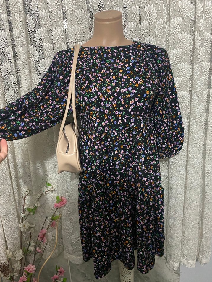 Çiçek Desenli Bohem Midi Elbise - Görsel 3