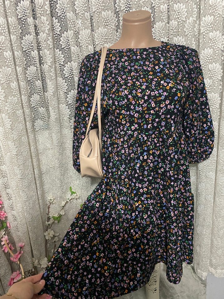 Çiçek Desenli Bohem Midi Elbise - Görsel 4