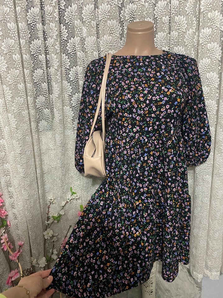 Çiçek Desenli Bohem Midi Elbise - Görsel 2