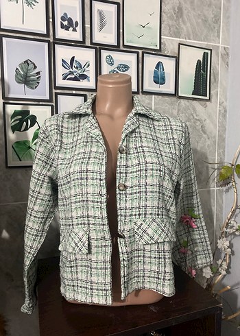 Düğmeli, Mini, Çok Renkli Kadın Ceket - Görsel 3