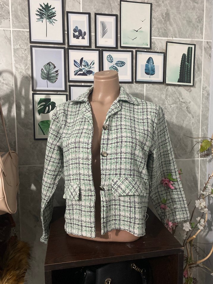 Düğmeli, Mini, Çok Renkli Kadın Ceket - Görsel 2