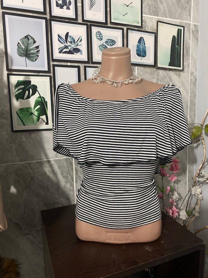 Zebra Desenli Gri Kısa Kollu Bluz - Görsel 3