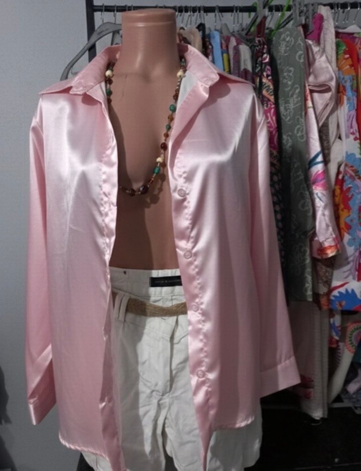 Düğmeli Pembe Mini Ofis Gömleği - Görsel 2