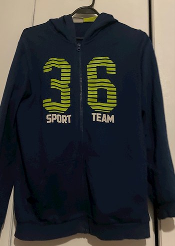 Erkek Çocuk Lacivert Kapüşonlu Fermuarlı Sweatshirt - Görsel 2