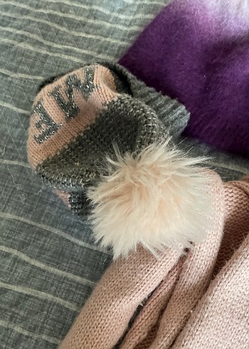 Pembe ve Mor Örgü Çocuk Bere ve Atkı Seti - Görsel 11