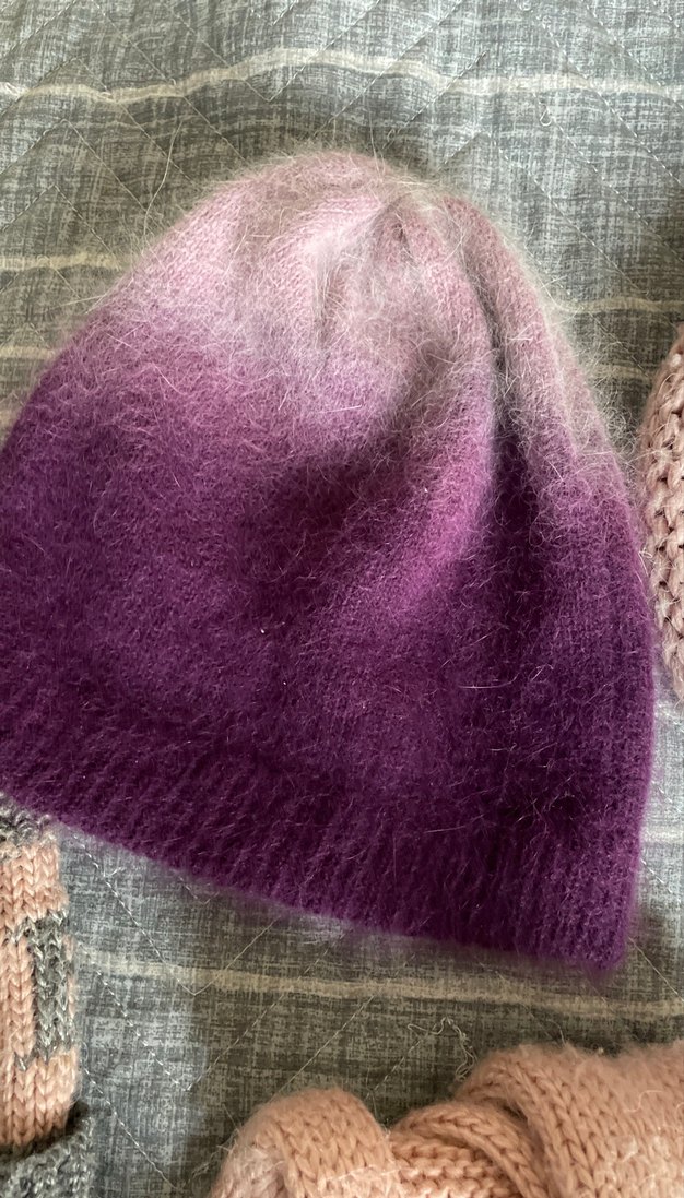 Pembe ve Mor Örgü Çocuk Bere ve Atkı Seti - Görsel 4