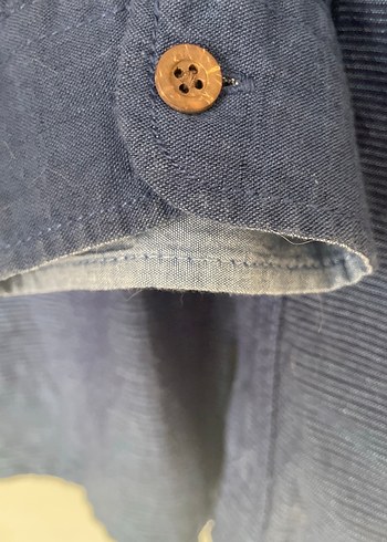 Lacivert Erkek Keten Gömlek - Görsel 4