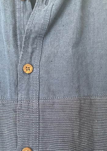 Lacivert Erkek Keten Gömlek - Görsel 3