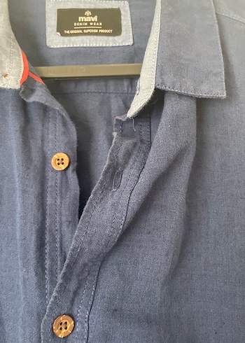 Lacivert Erkek Keten Gömlek - Görsel 6