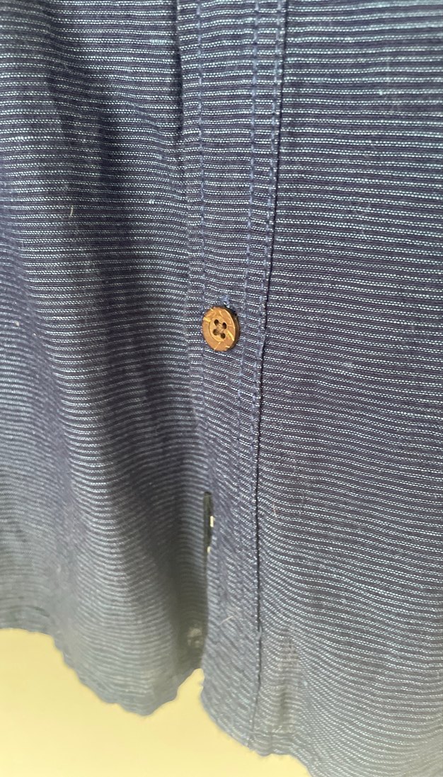 Lacivert Erkek Keten Gömlek - Görsel 5