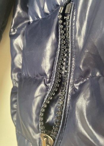 Koyu Mavi Fermuarlı Kadın Kışlık Mont - Görsel 7