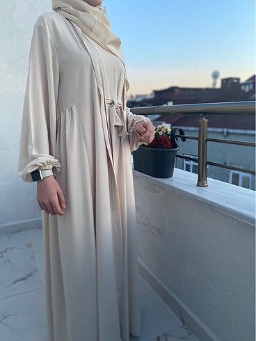 diğer Beden 3 lü set abaya krem