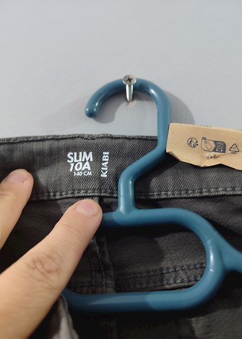 10 Yaş Beden gri Renk Gri Kemerli Erkek Çocuk Denim Pantolon