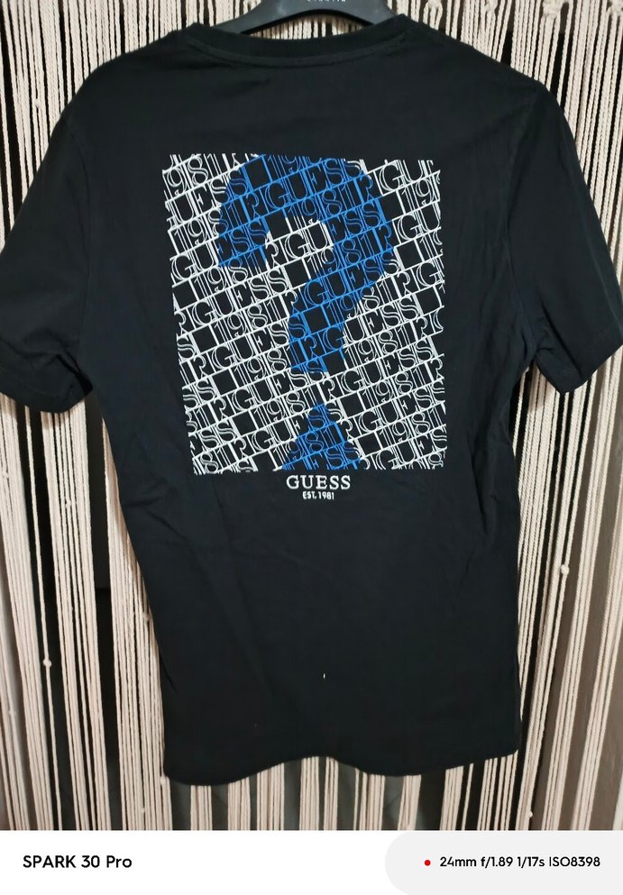 Siyah Guess erkek Tişört, Kısa Kollu, Rahat Kesim - Görsel 2