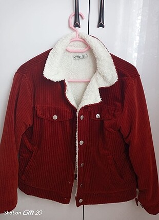 l Beden bordo Renk Peluş ceket 