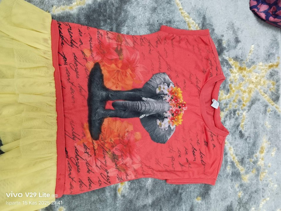 Bohem Gri Fil Desenli Püsküllü tsort - Görsel 2