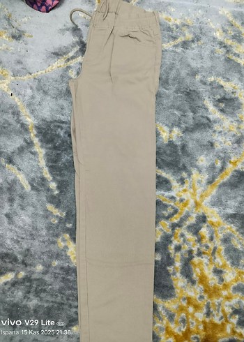 Bej Kemerli  Kumaş Pantolon - Görsel 5