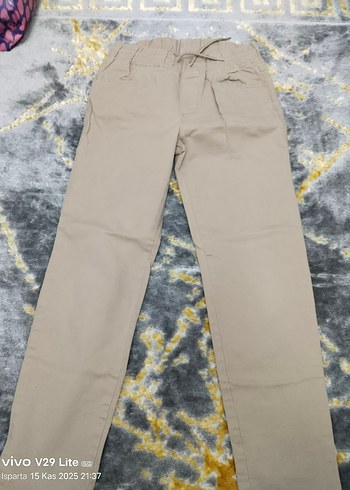 Bej Kemerli  Kumaş Pantolon - Görsel 3