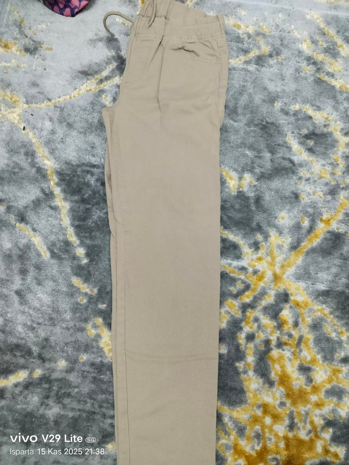 Bej Kemerli  Kumaş Pantolon - Görsel 5