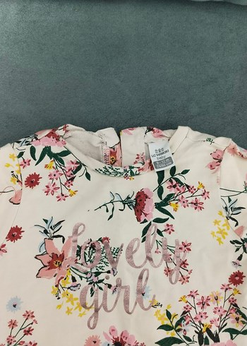 Kız Çocuk Pembe Çiçekli Fırfırlı Tişört - Görsel 6