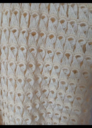 Bohem V Yaka Örgü Beyaz Kadın Yelek - Görsel 5