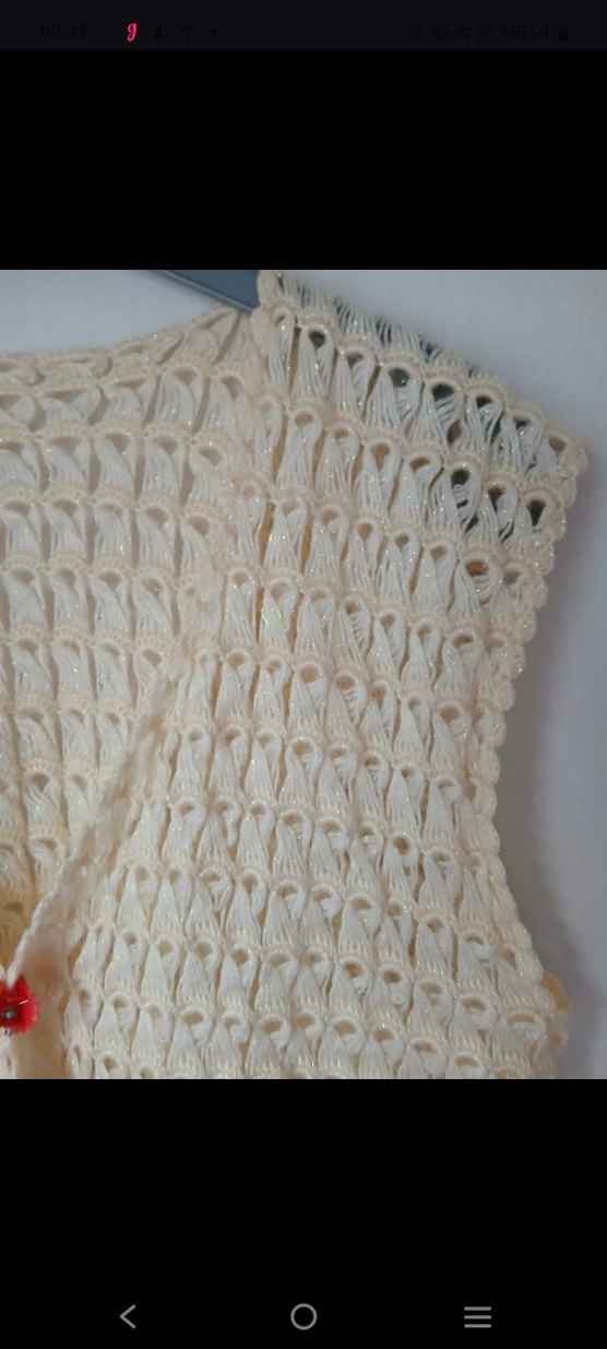 Bohem V Yaka Örgü Beyaz Kadın Yelek - Görsel 2