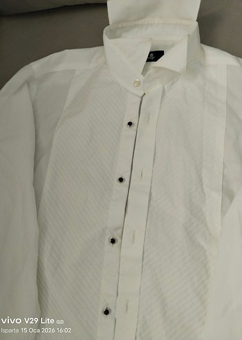 Erkek Beyaz Regular Fit Düğmeli Gömlek - Görsel 5