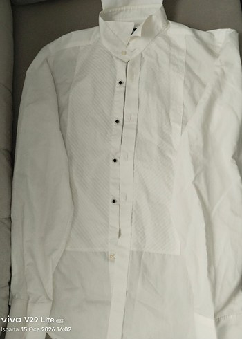 Erkek Beyaz Regular Fit Düğmeli Gömlek - Görsel 2