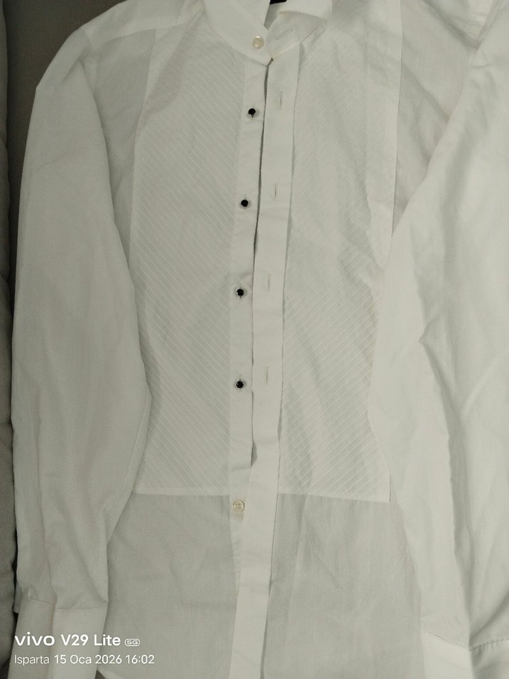 Erkek Beyaz Regular Fit Düğmeli Gömlek - Görsel 3