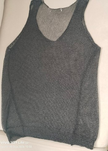 Gri V Yaka Kadın Örgu Deniz elbise - Görsel 3