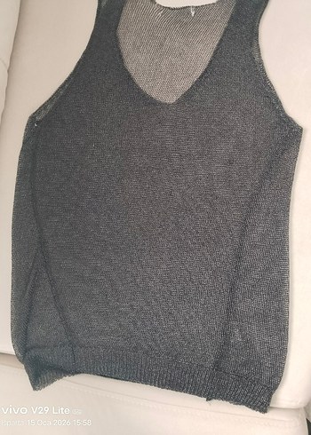 Gri V Yaka Kadın Örgu Deniz elbise - Görsel 5