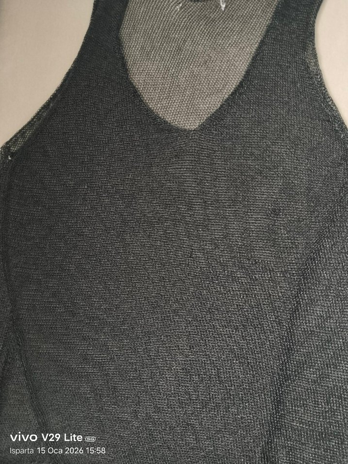 Gri V Yaka Kadın Örgu Deniz elbise - Görsel 4