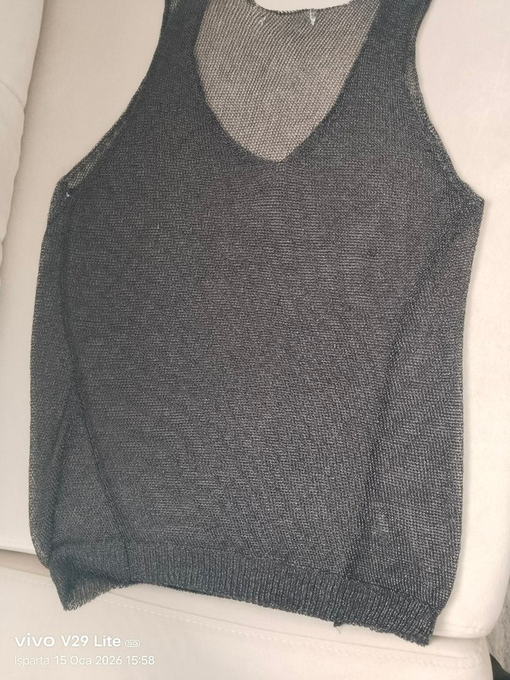 Gri V Yaka Kadın Örgu Deniz elbise - Görsel 5