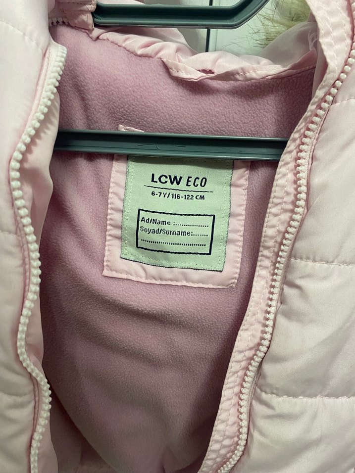 Kız Çocuk Pudra Kapüşonlu Kürklü Mont - Görsel 3