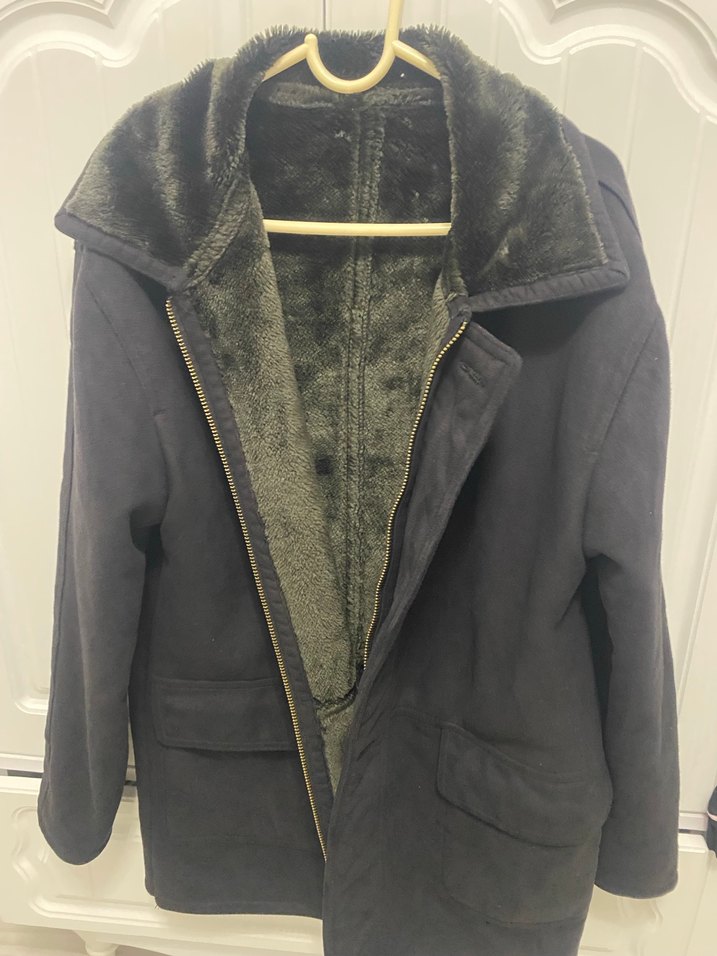 Kadın Gri Midi Boy Suni Kürk Detaylı Kaban - Görsel 3