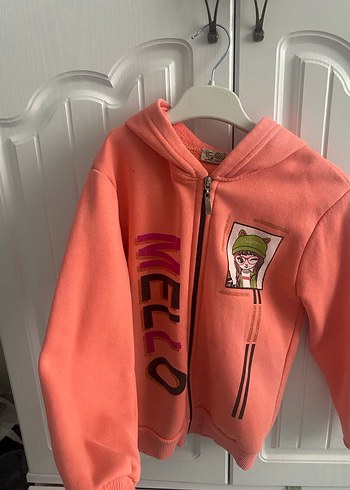 Kız Çocuk Kapüşonlu Fermuarlı Sweatshirt - Görsel 2