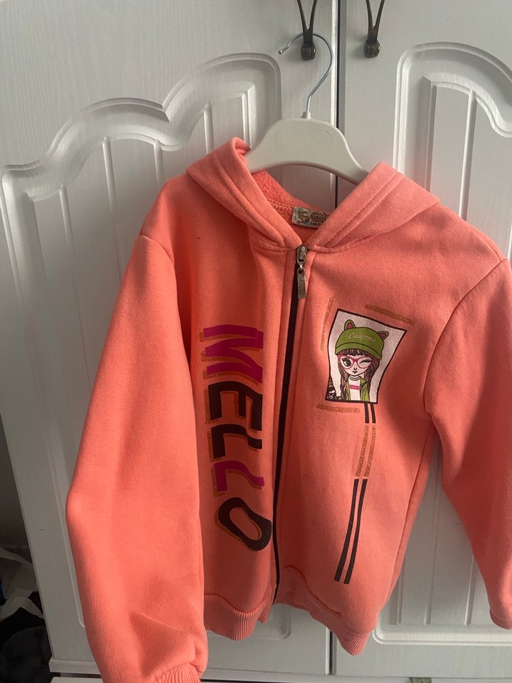 Kız Çocuk Kapüşonlu Fermuarlı Sweatshirt - Görsel 2